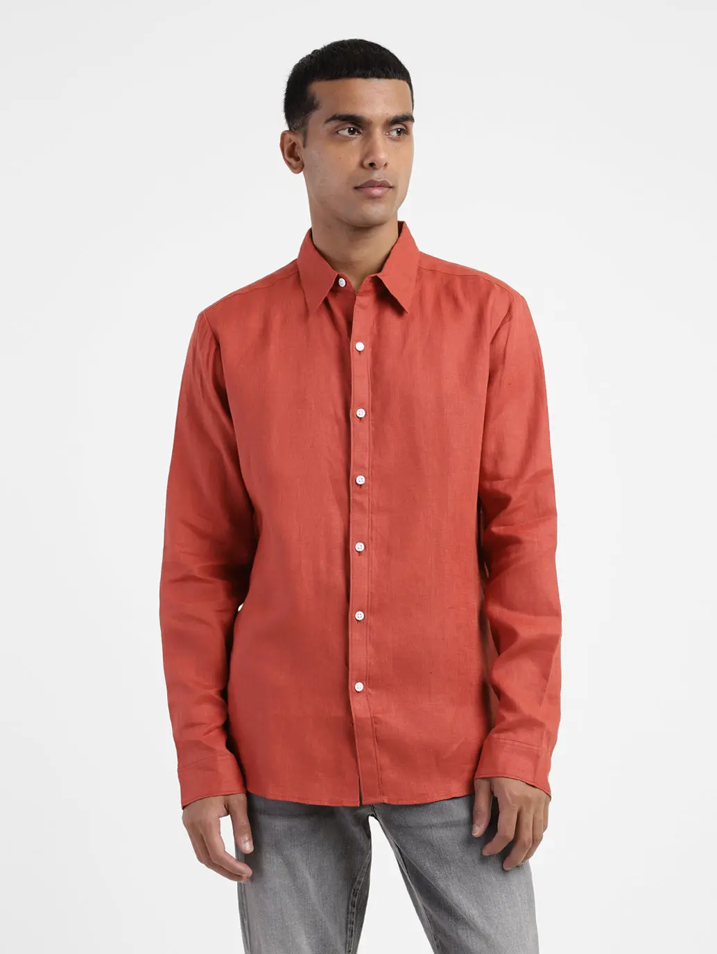 Men's Solid Spread Collar Shirt 1
