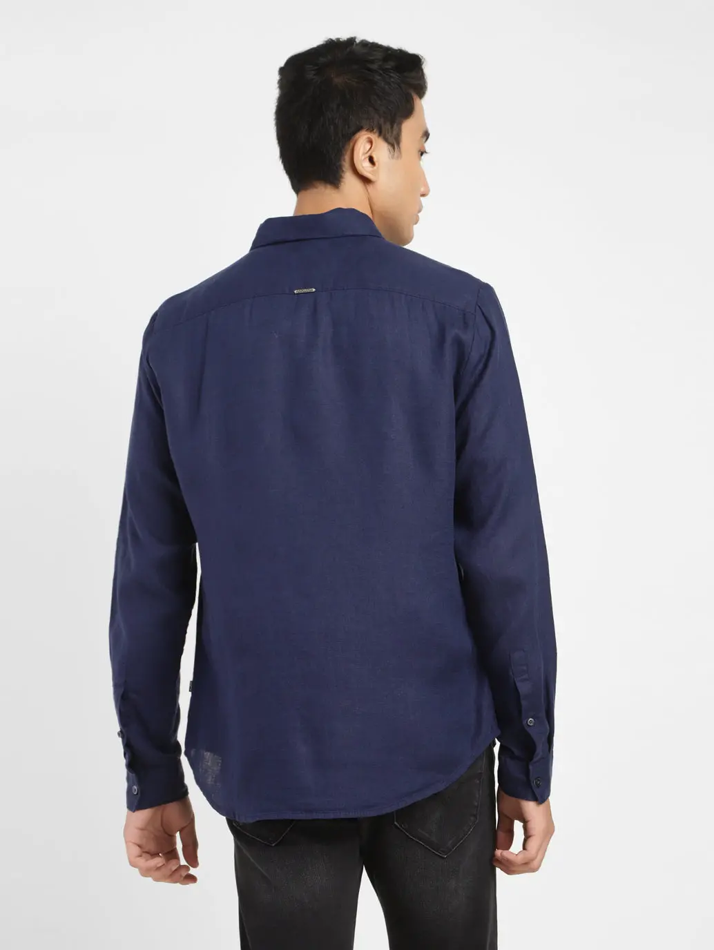 Men's Solid Regular Fit Linen Shirt 3