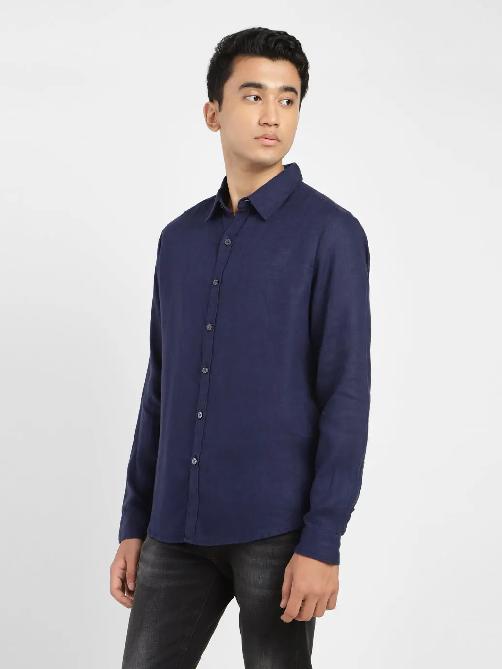 Men's Solid Regular Fit Linen Shirt 4