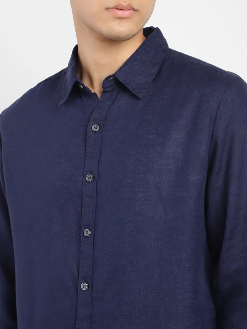 Men's Solid Regular Fit Linen Shirt 5