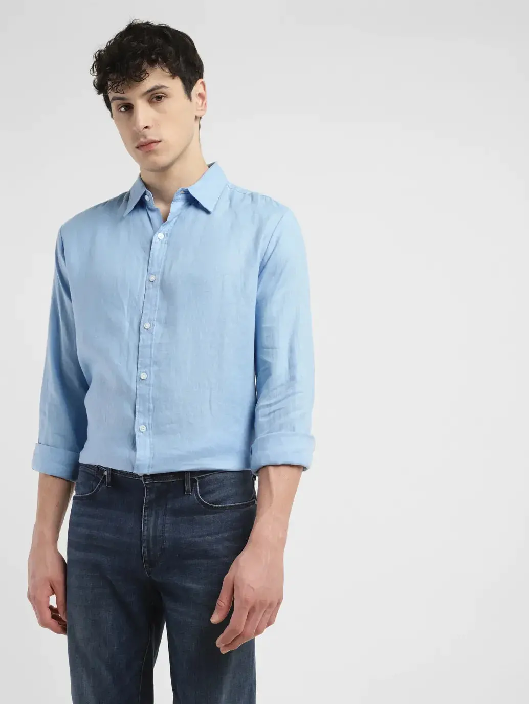 Men's Solid Slim Fit Linen Shirt 1