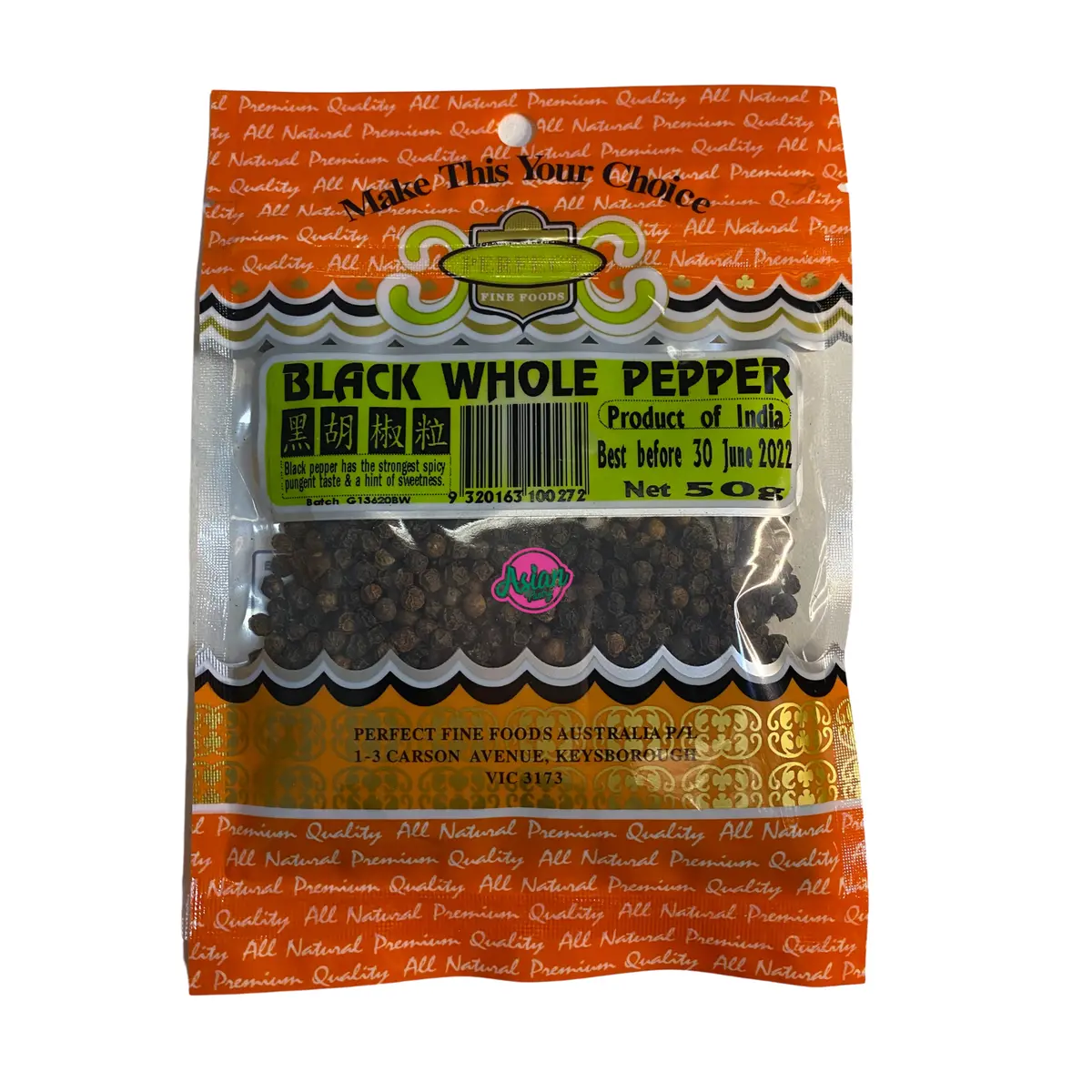 Perfect Fine Foods Black Pepper Whole 50G 1