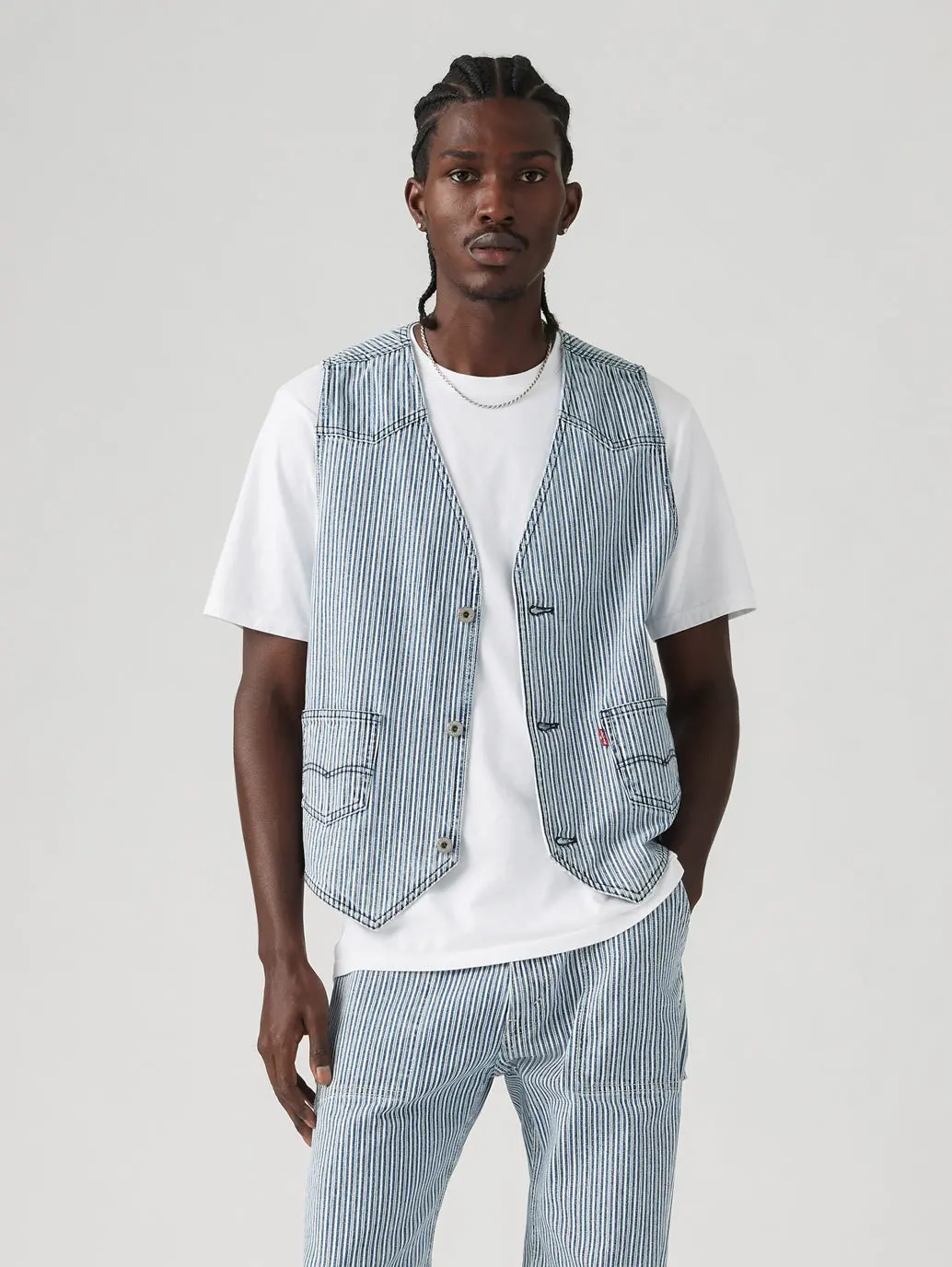 Men's Striped Blue Waistcoat 1