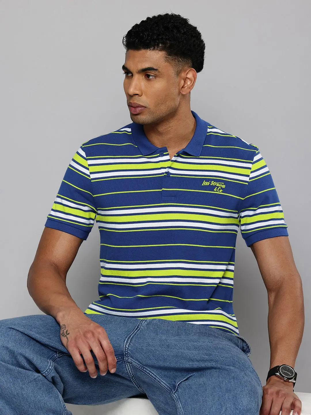 Men's Striped Polo T-Shirt 1