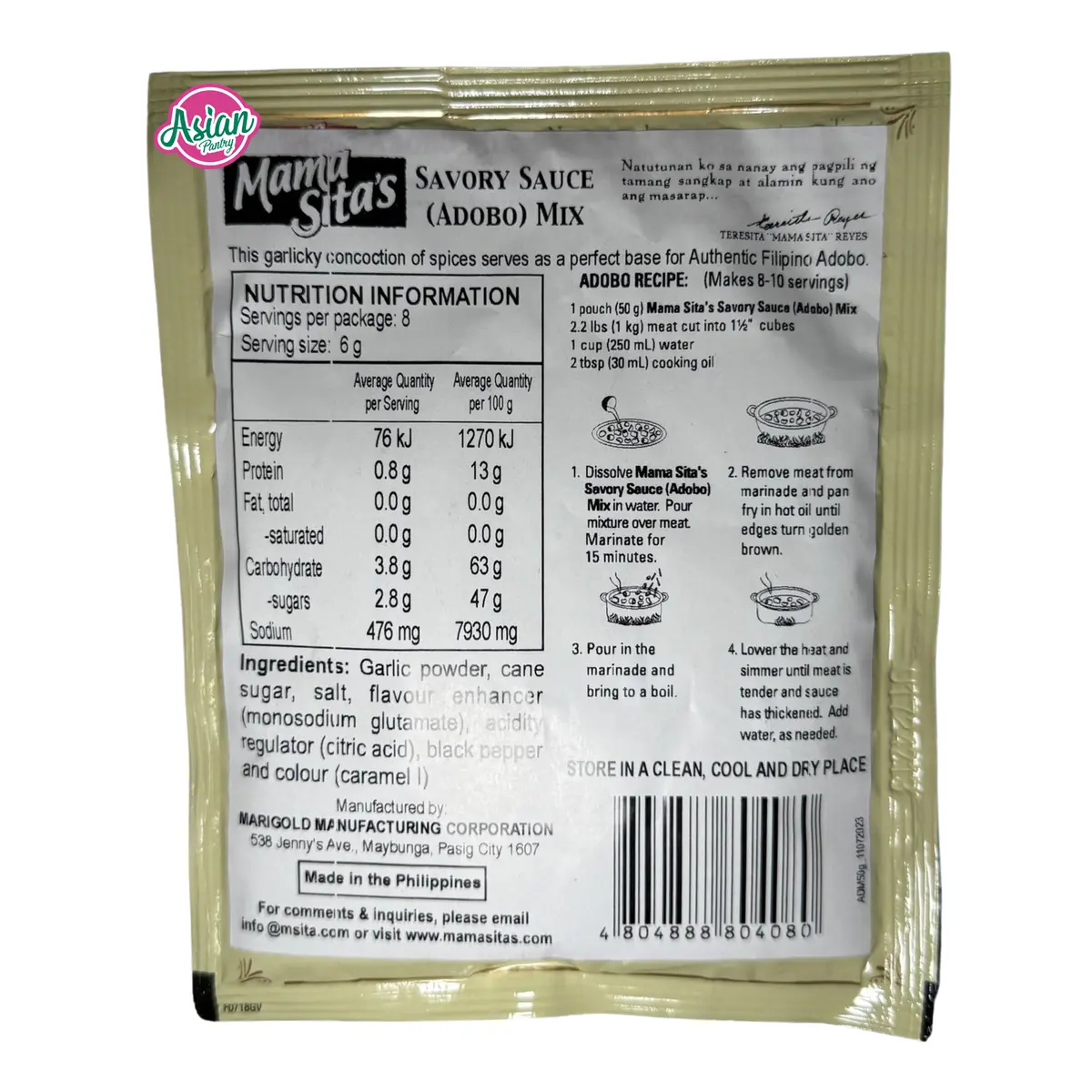 Mama Sita's Savoury Sauce (Adobo) Mix 50G 2