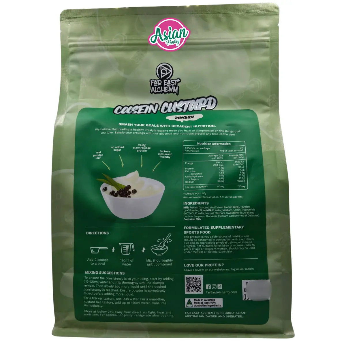 Far East Alchemy Casein Protein Custard Pandan (Limited Edition) 1Kg 2