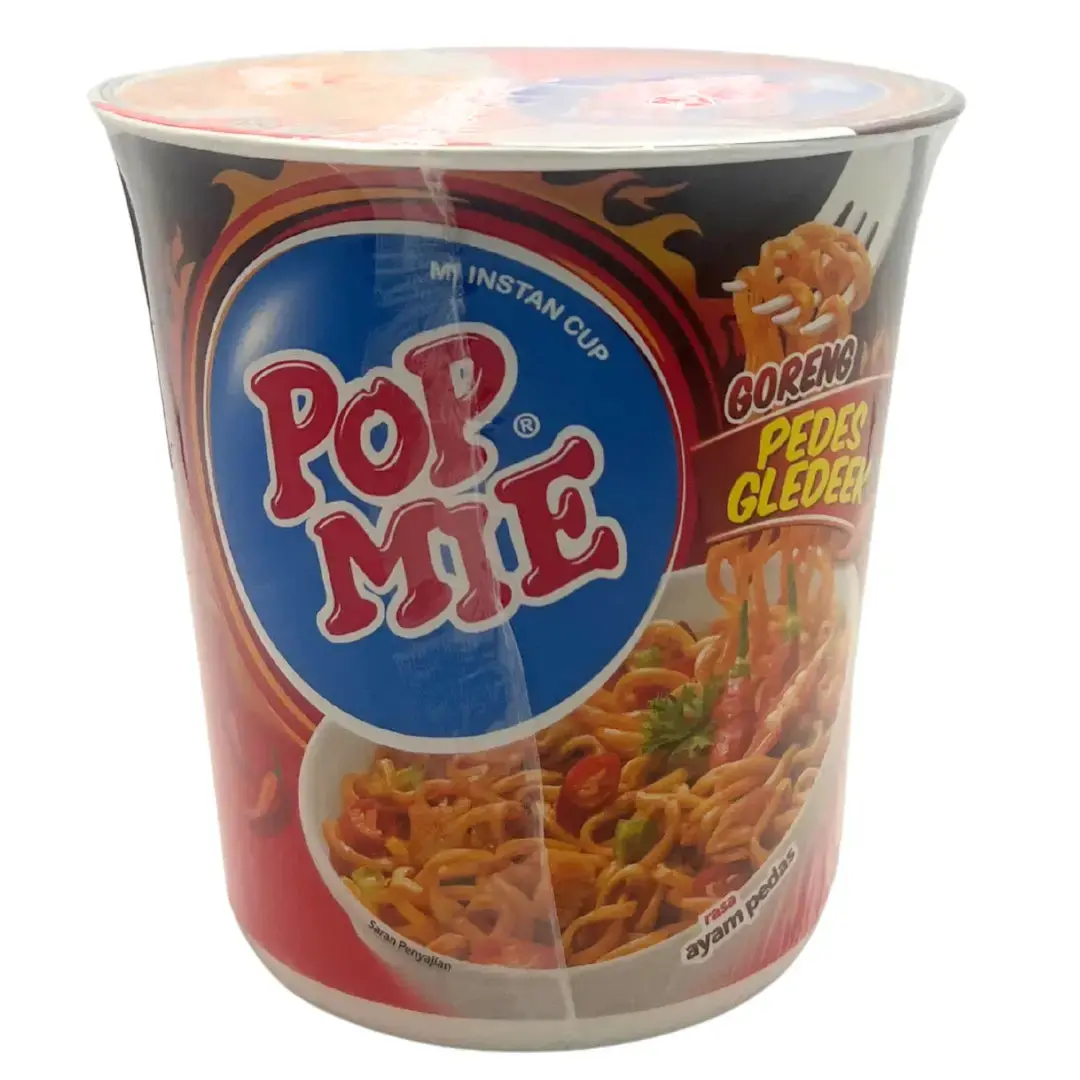 Indomie Popmie Instant Cup Fried Noodle Extra Hot (Mie Goreng Pedes Gledek Flavour) 75G 1