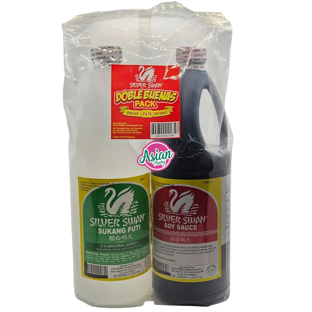 Silver Swan Doble Buenas Pack (Vinegar & Soy Sauce) 2 X 1L 1