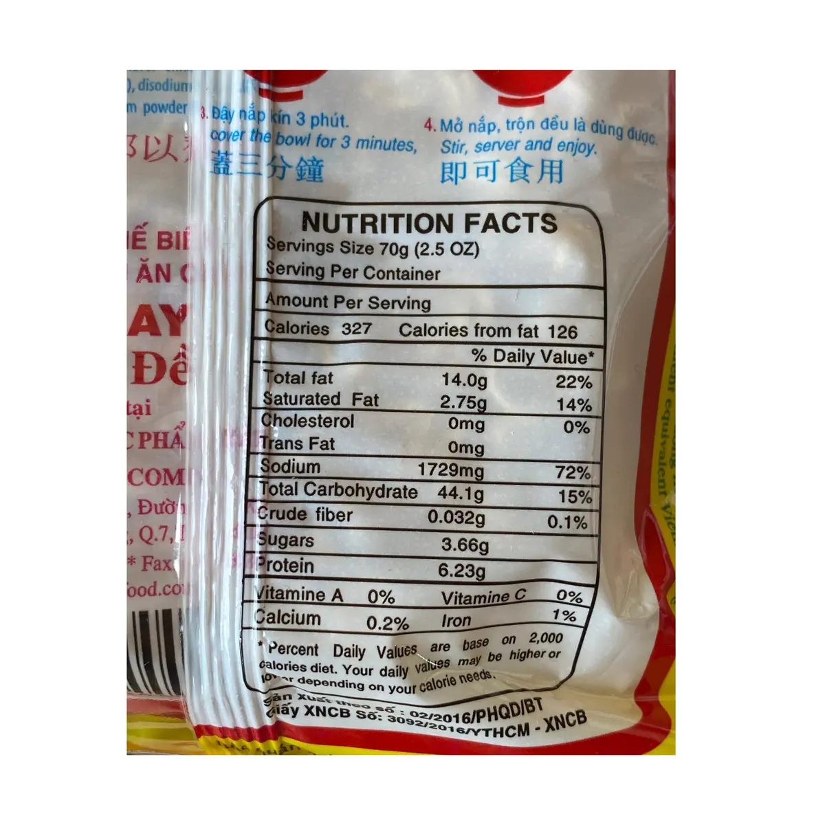 Mi Chay Vegetarian La Bo De Instant Noodle 70G 2