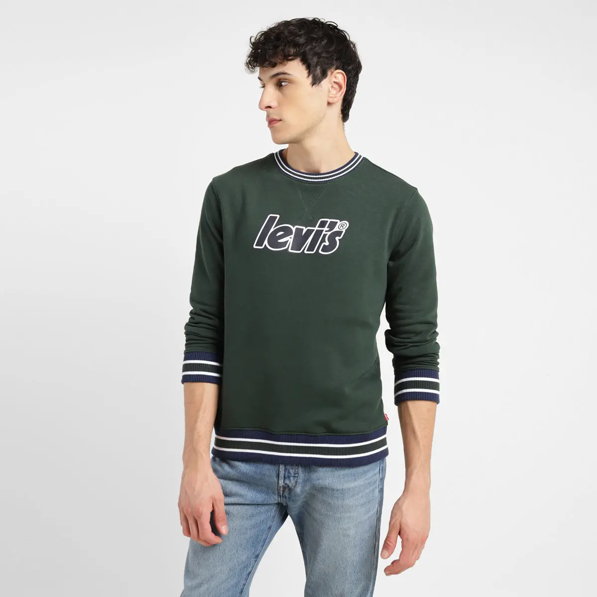 Men's Brand Logo Dark Crew Neck Sweatshirt 1