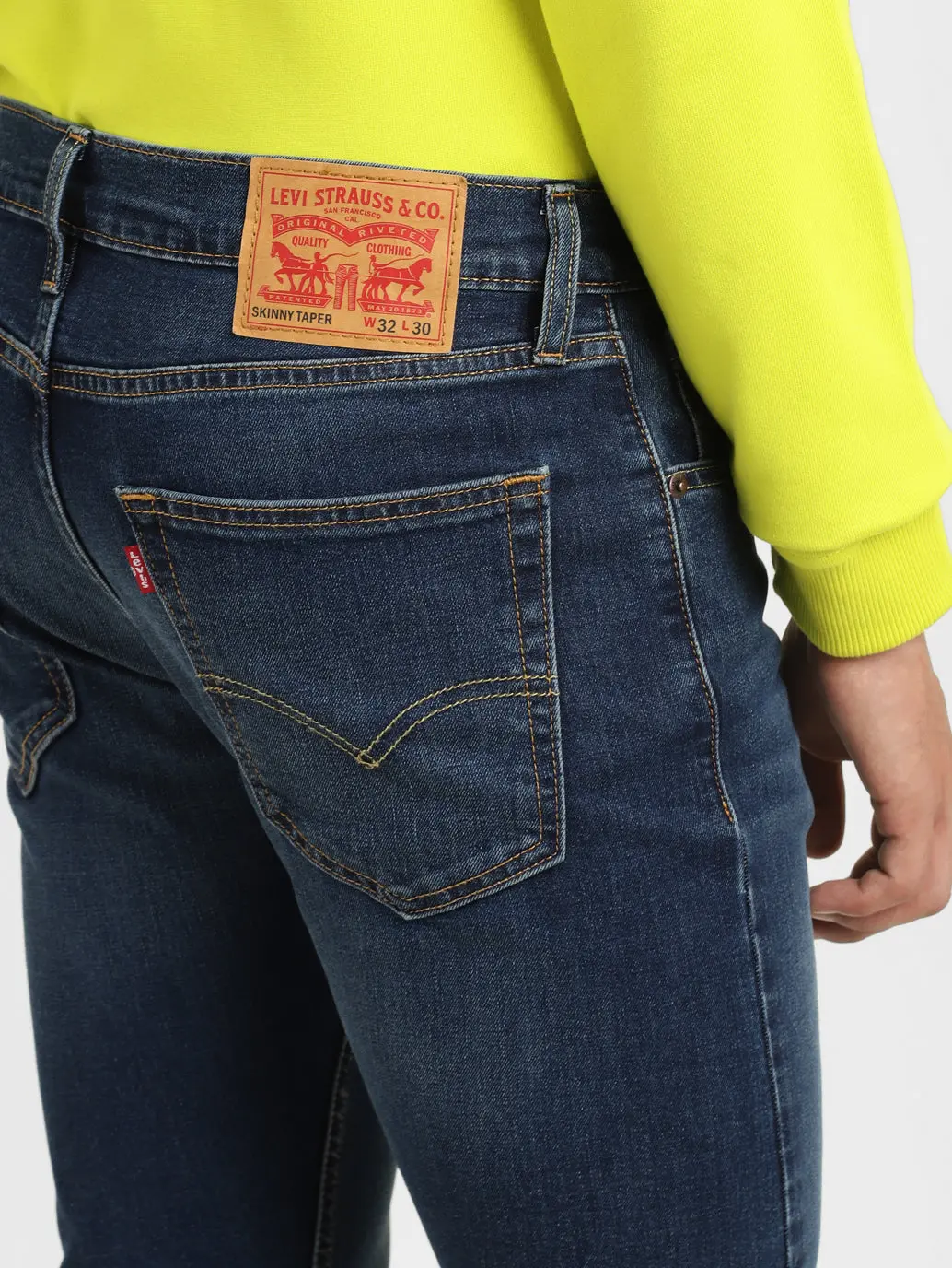 Men's Blue Skinny Fit Mid Rise Jeans 5