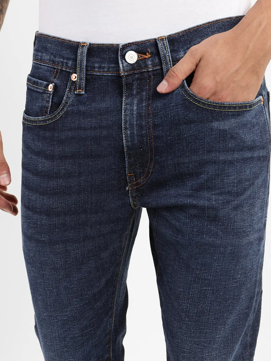 Men's Blue Skinny Fit Mid Rise Jeans 5