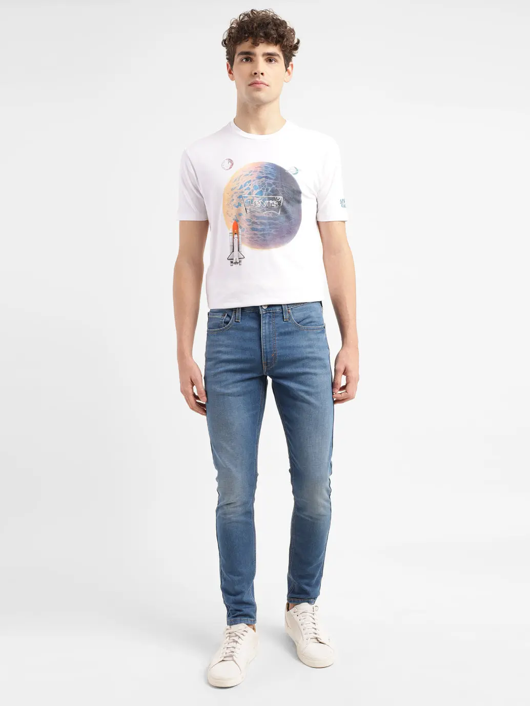 Men's Blue Skinny Fit Mid Rise Jeans 1