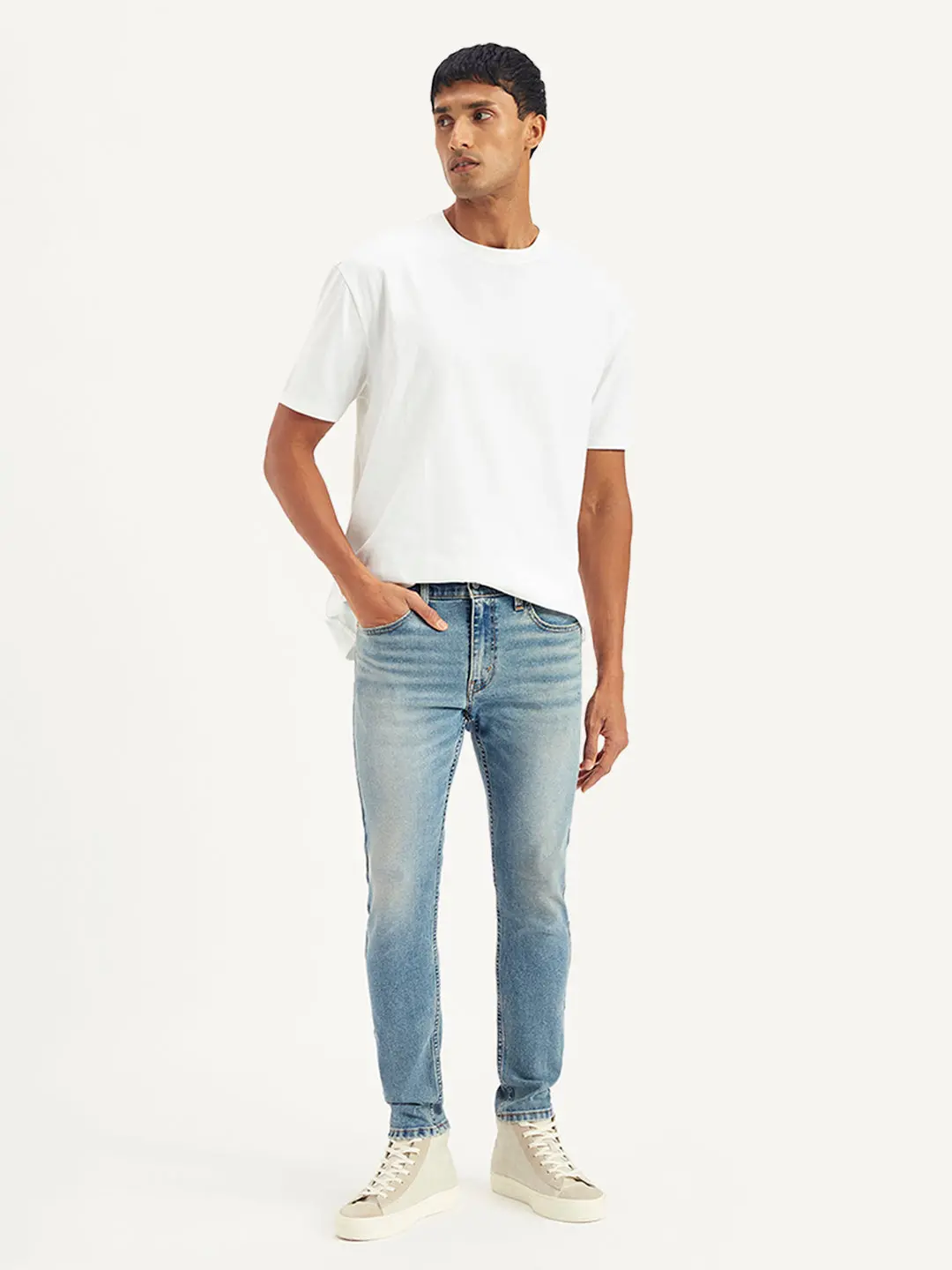 Men's Light Blue Skinny Fit Mid Rise Jeans 1