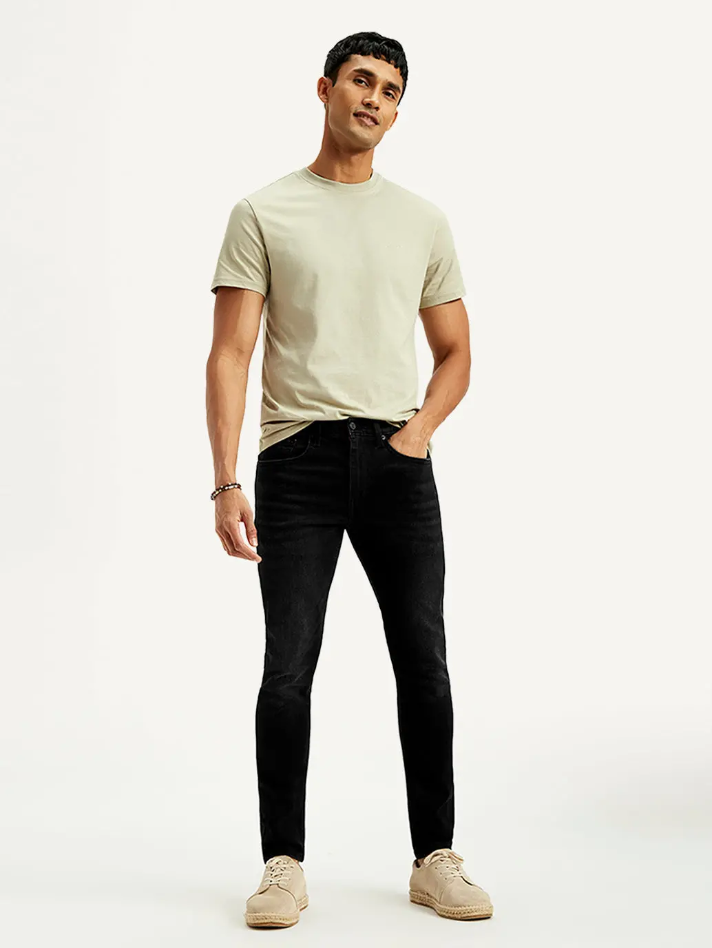 Men's Black Skinny Tapered Fit Mid Rise Jeans 1