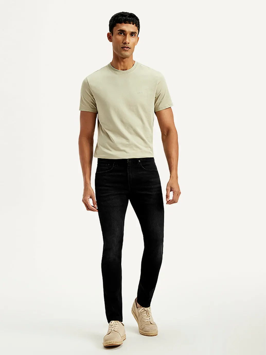 Men's Black Skinny Tapered Fit Mid Rise Jeans 2