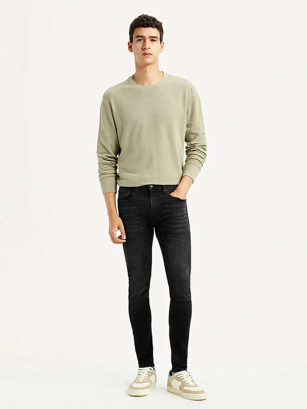 Men's Black Skinny Tapered Fit Mid Rise Kooltex Jeans 1