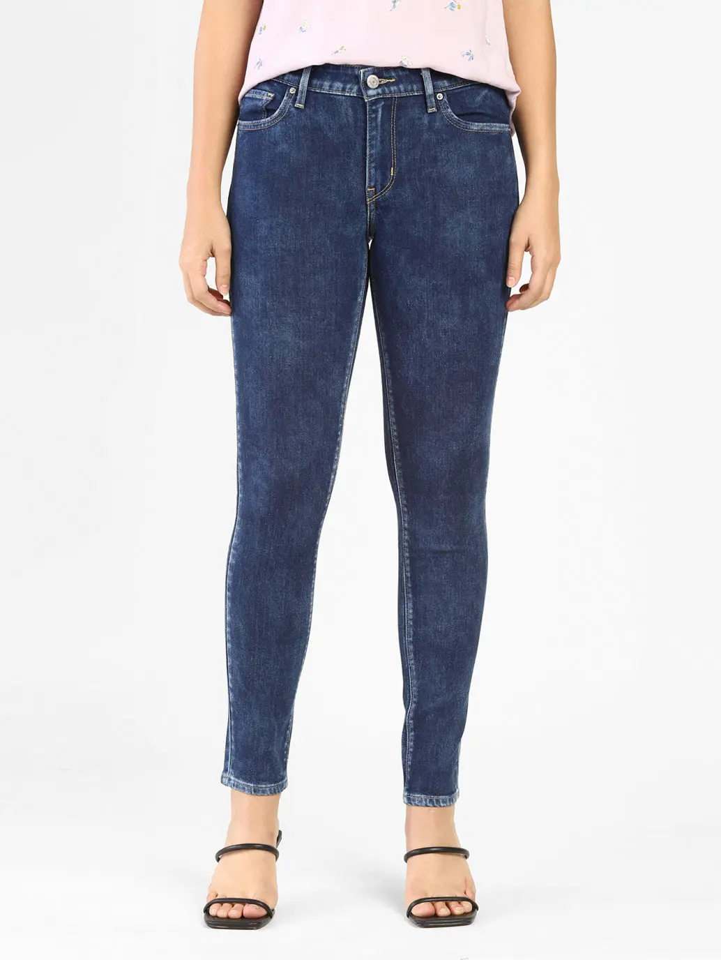 Women's 711 Blue Skinny Fit Mid Rise Jeans 1