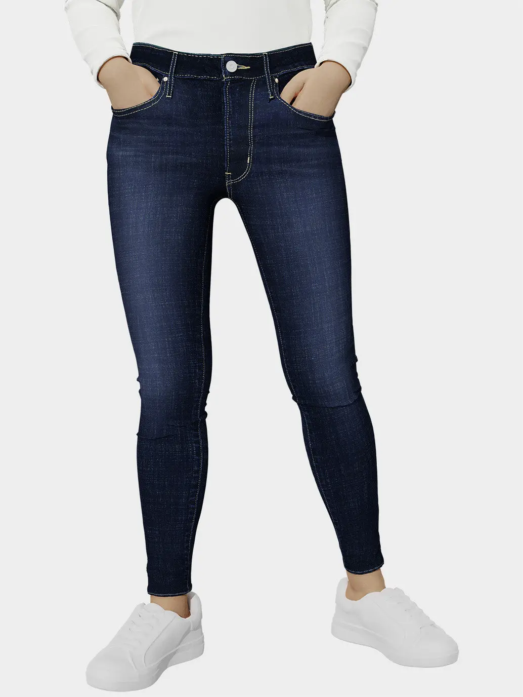 Women's 711 Blue Skinny Fit Mid Rise Jeans 1