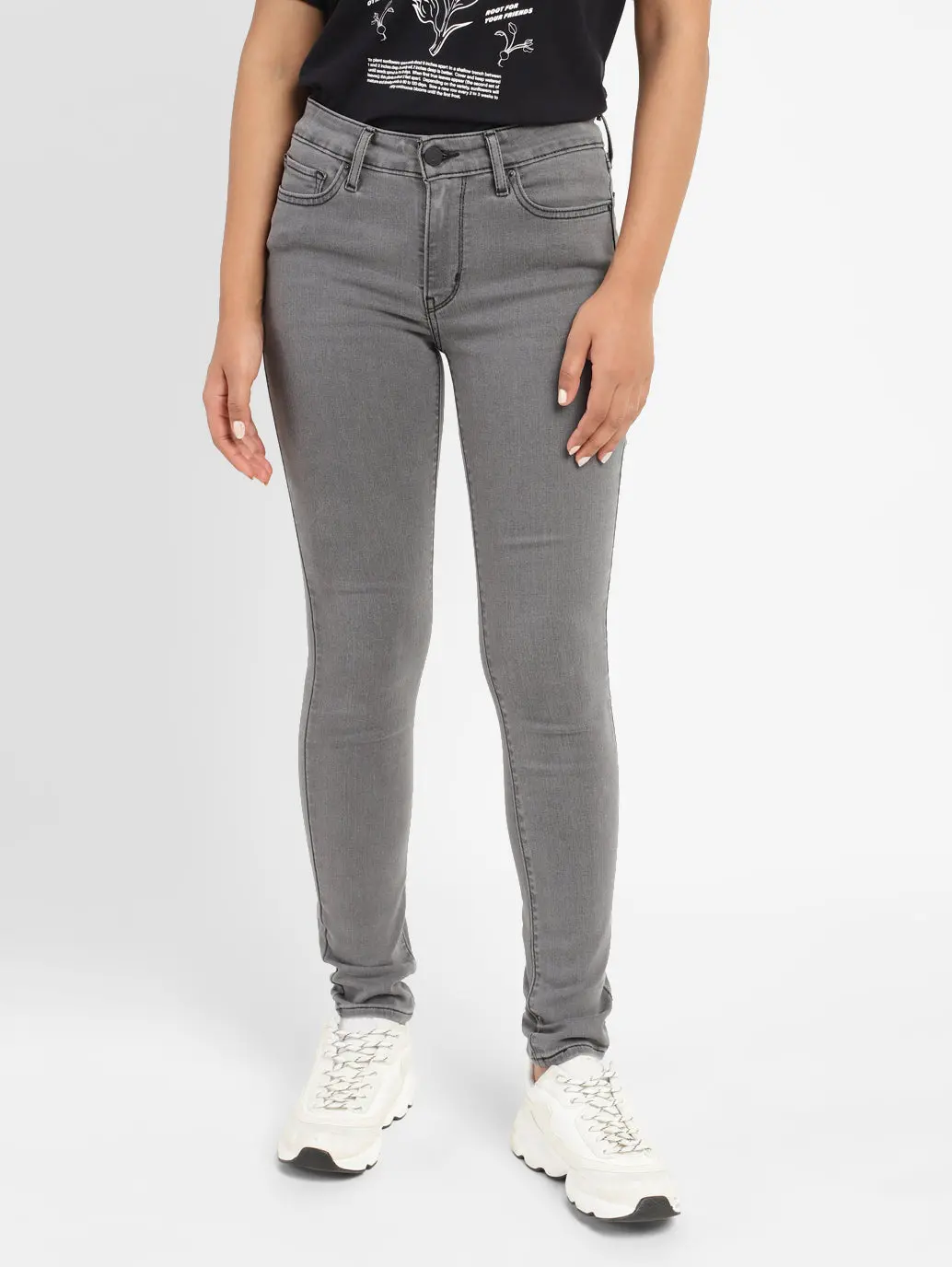 Women's 711 Grey Skinny Fit Mid Rise Jeans 1