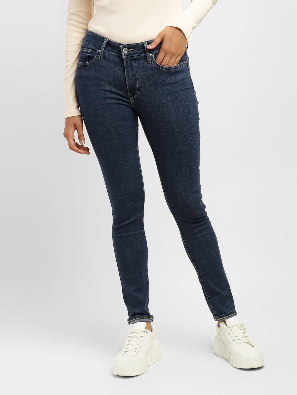 Women's 711 Blue Skinny Fit Mid Rise Jeans 1