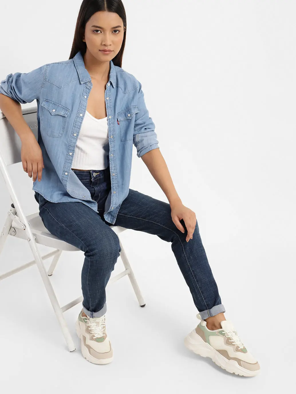Women's 711 Blue Skinny Fit Mid Rise Jeans 1
