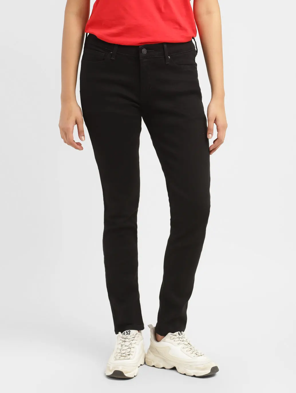 Women's 711 Black Skinny Fit Mid Rise Jeans 2