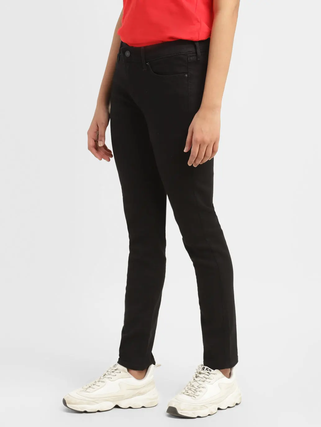 Women's 711 Black Skinny Fit Mid Rise Jeans 3