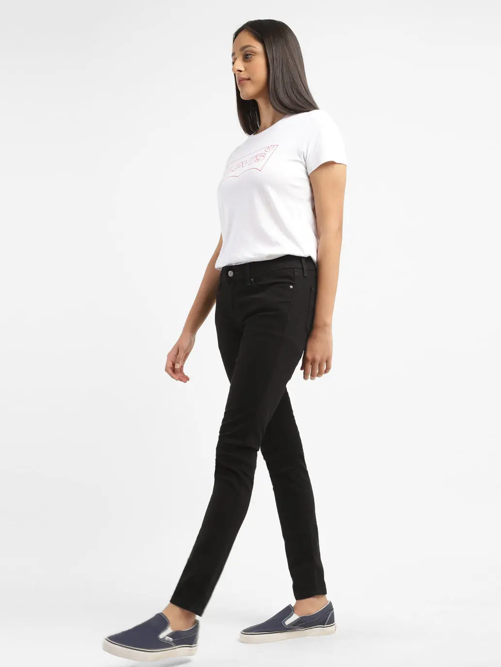Women's 711 Black Skinny Fit Mid Rise Jeans 1