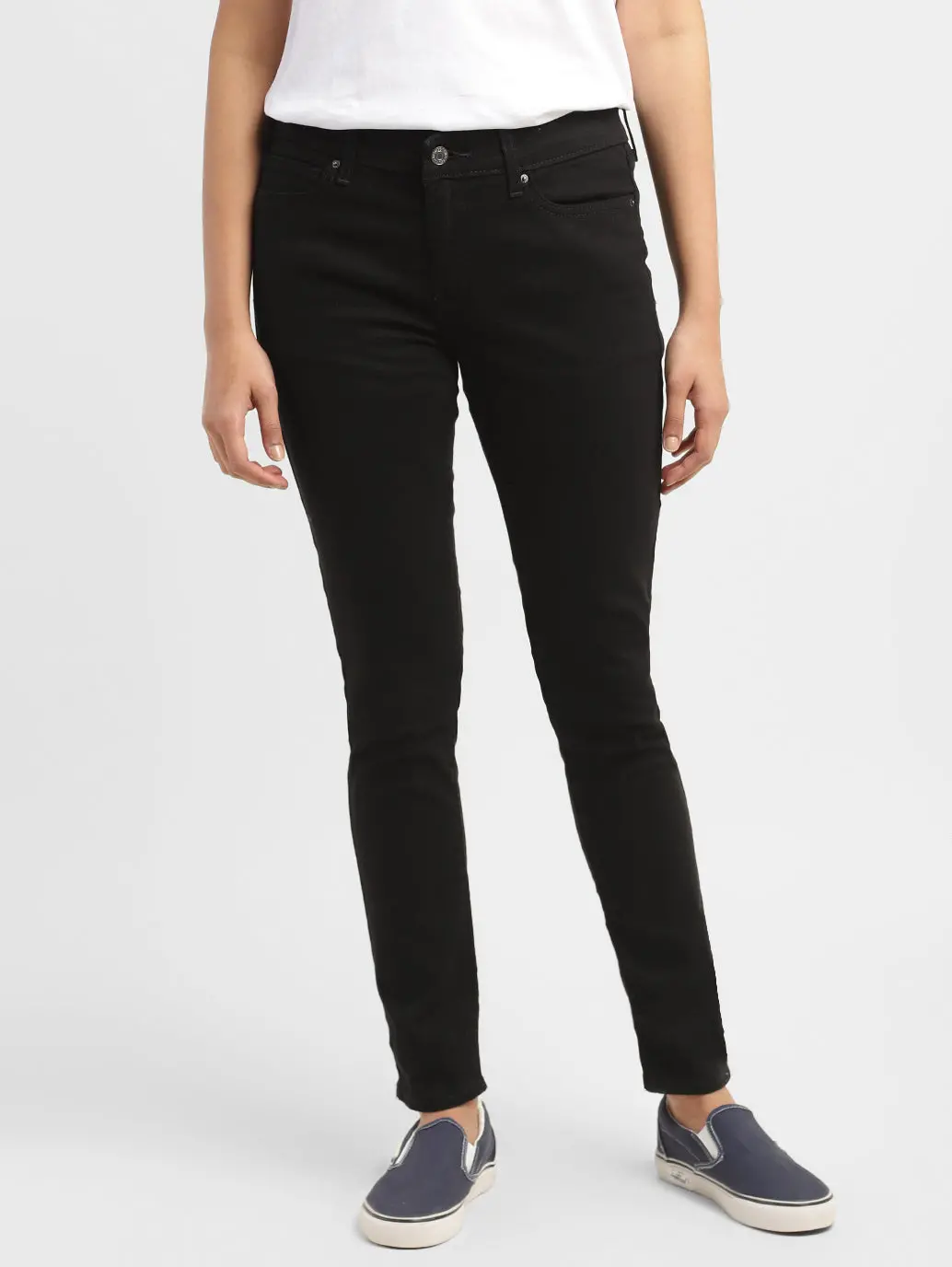 Women's 711 Black Skinny Fit Mid Rise Jeans 2
