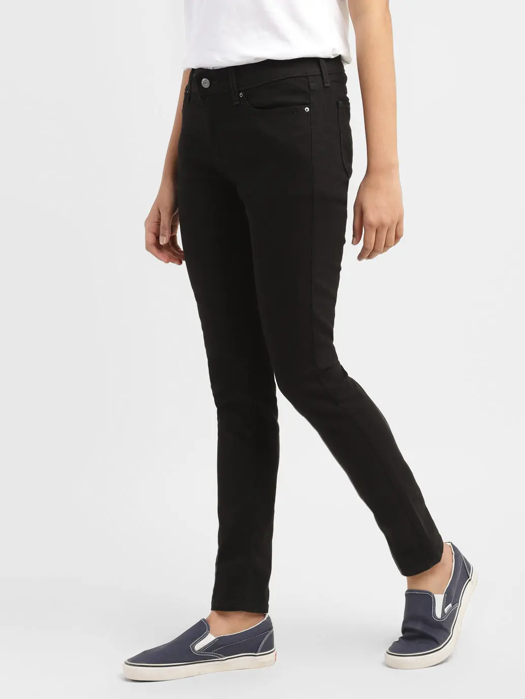 Women's 711 Black Skinny Fit Mid Rise Jeans 3