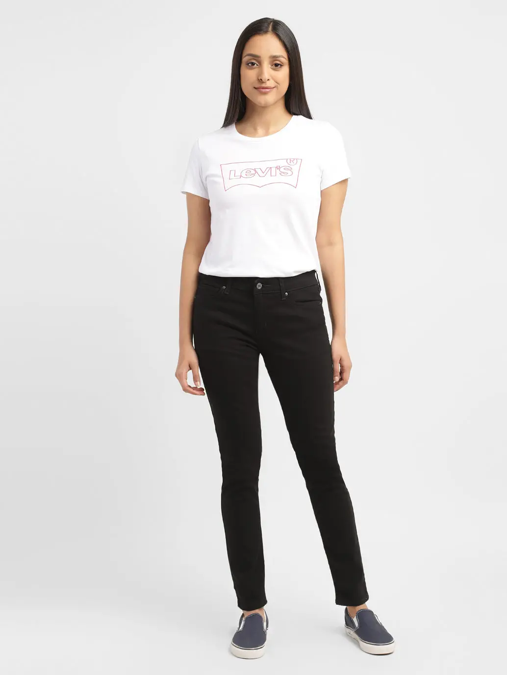 Women's 711 Black Skinny Fit Mid Rise Jeans 5