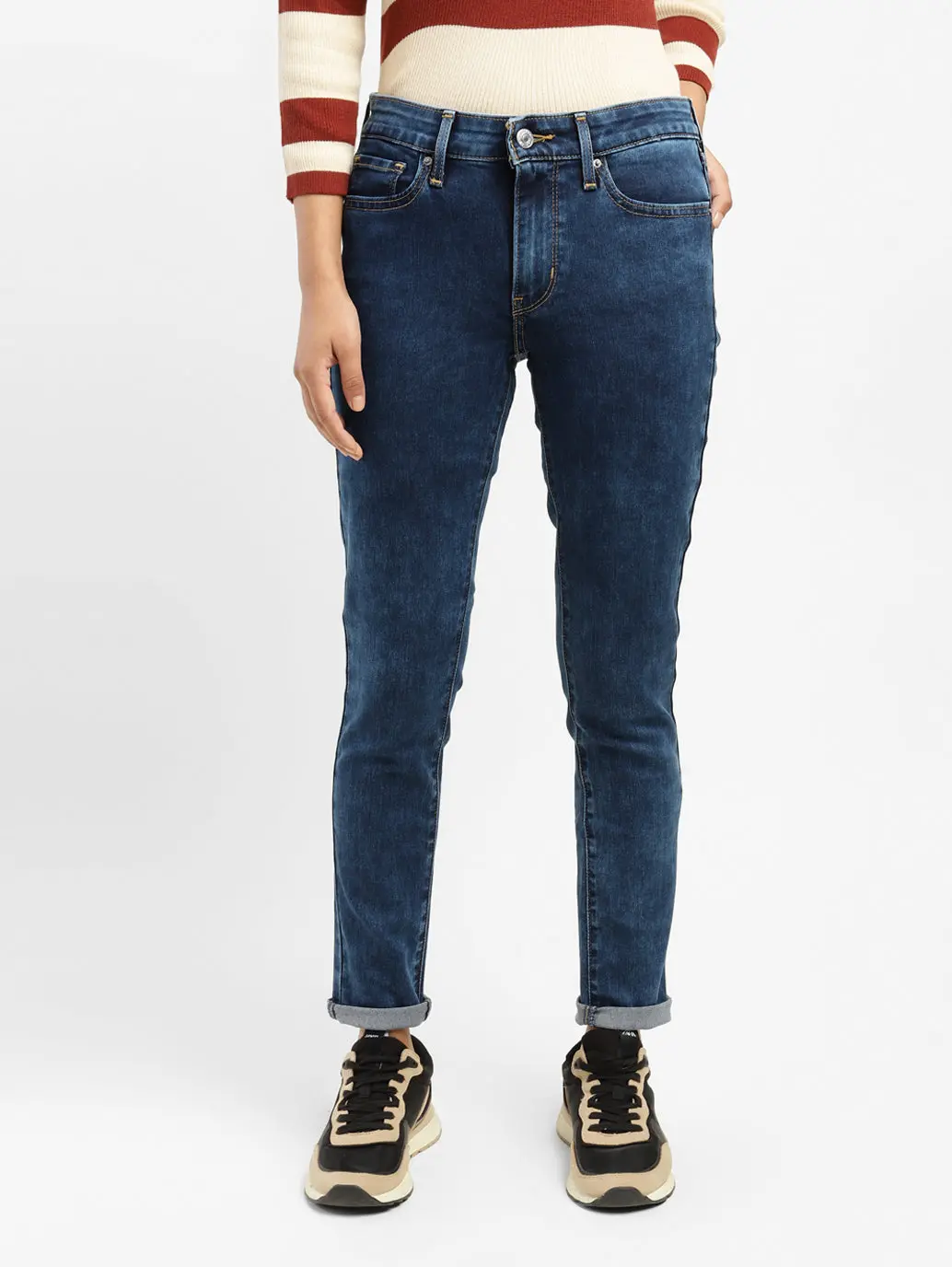Women's 711 Blue Skinny Fit Mid Rise Jeans 1