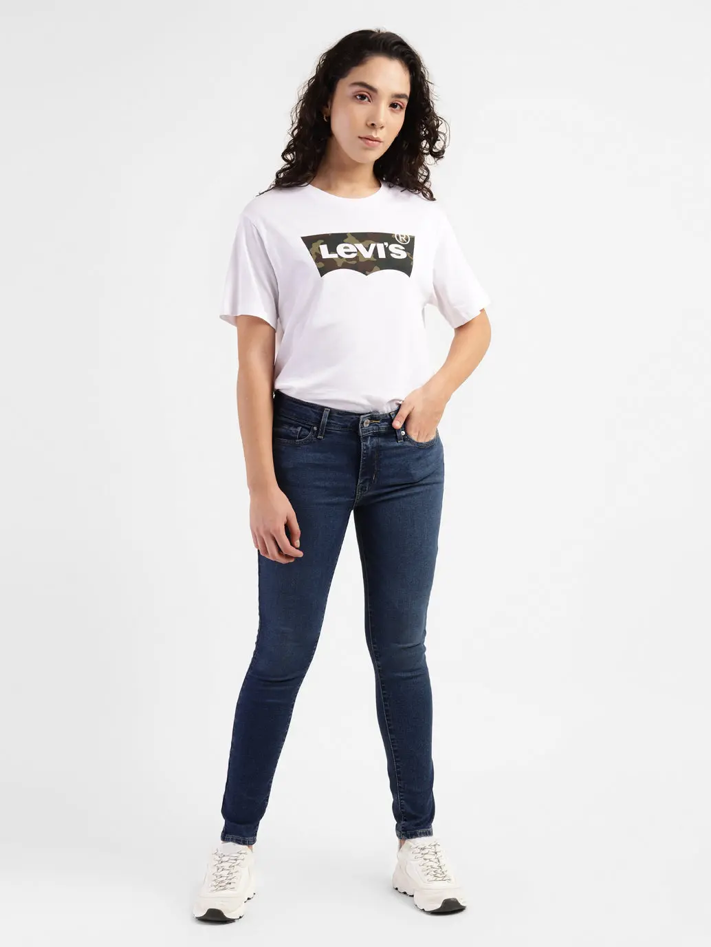 Women's 711 Blue Skinny Fit Mid Rise Jeans 5