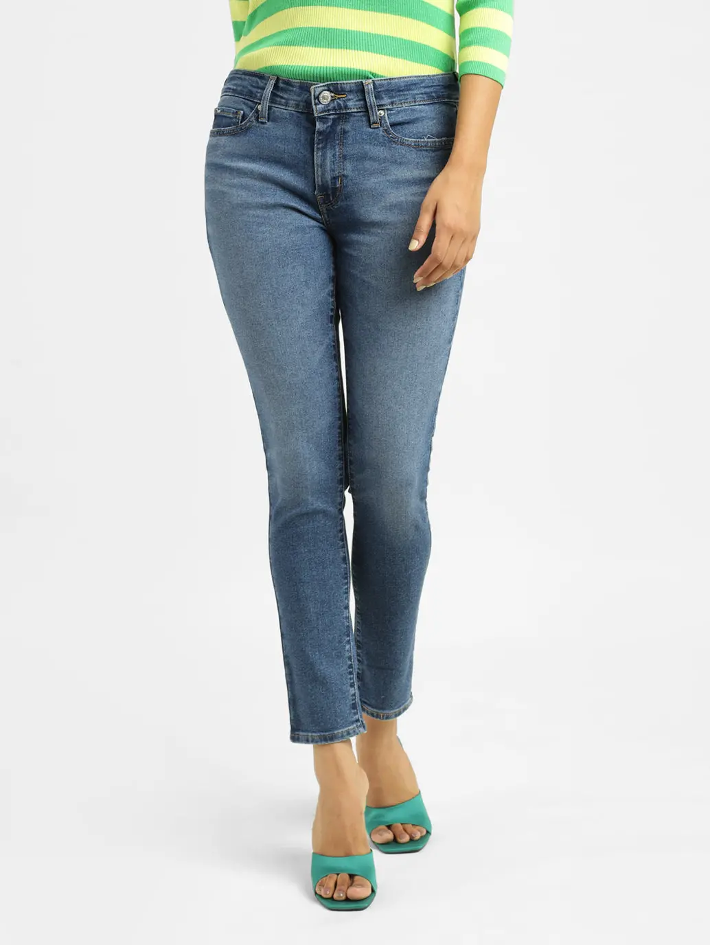 Women's 711 Blue Skinny Fit Mid Rise Jeans 1