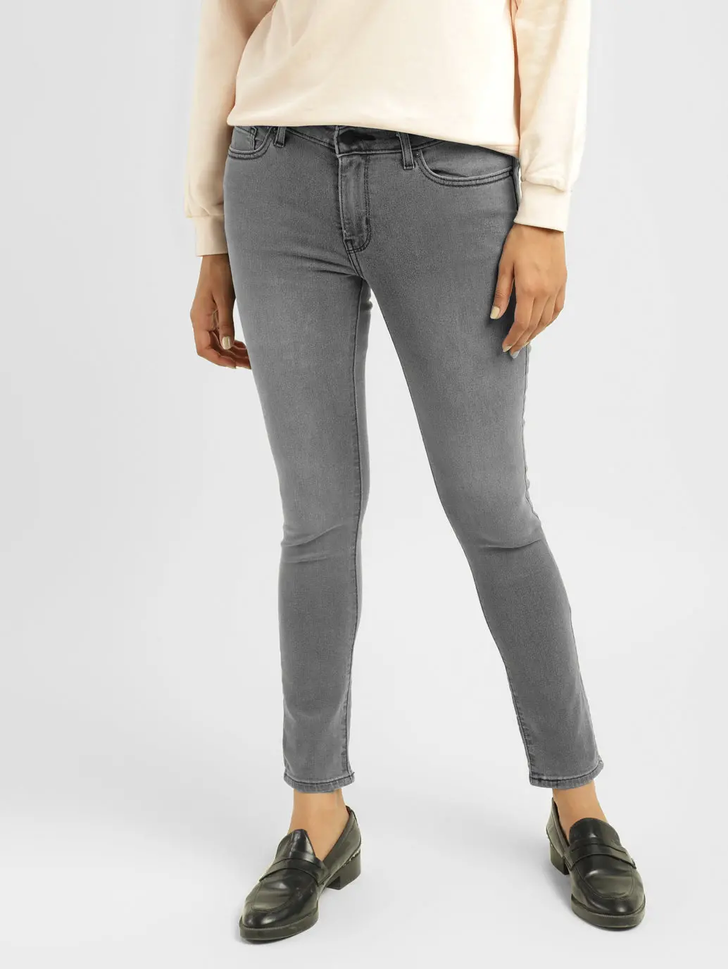 Women's 711 Grey Skinny Fit Mid Rise Jeans 1