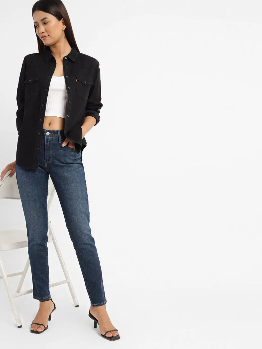 Women's 711 Blue Skinny Fit Mid Rise Jeans 1