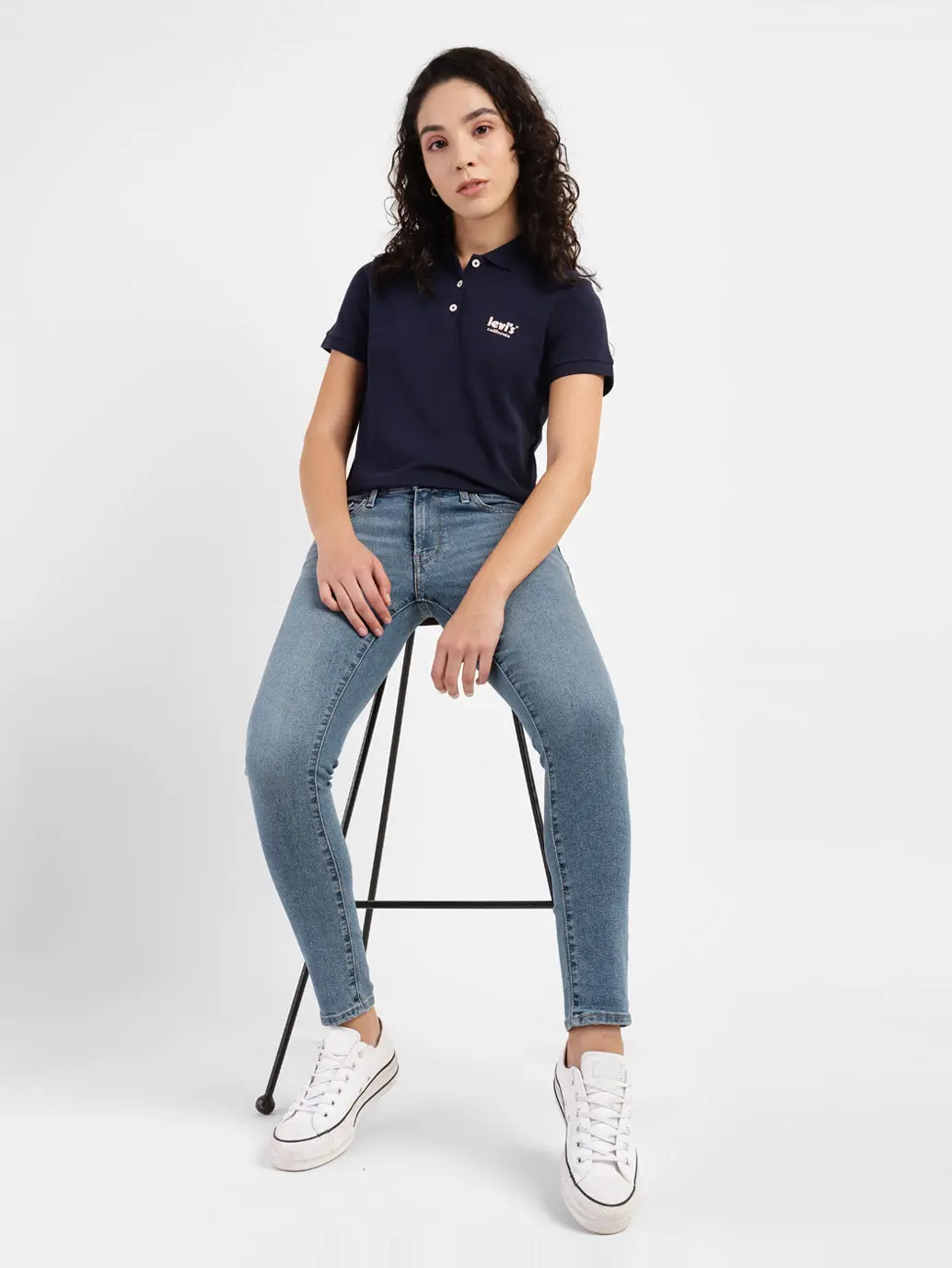 Women's 711 Blue Skinny Fit Mid Rise Jeans 1
