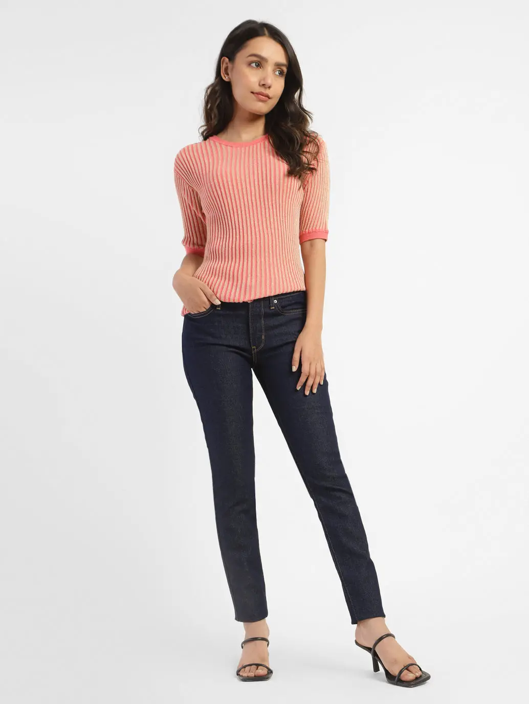 Women's 711 Blue Skinny Fit Mid Rise Jeans 1