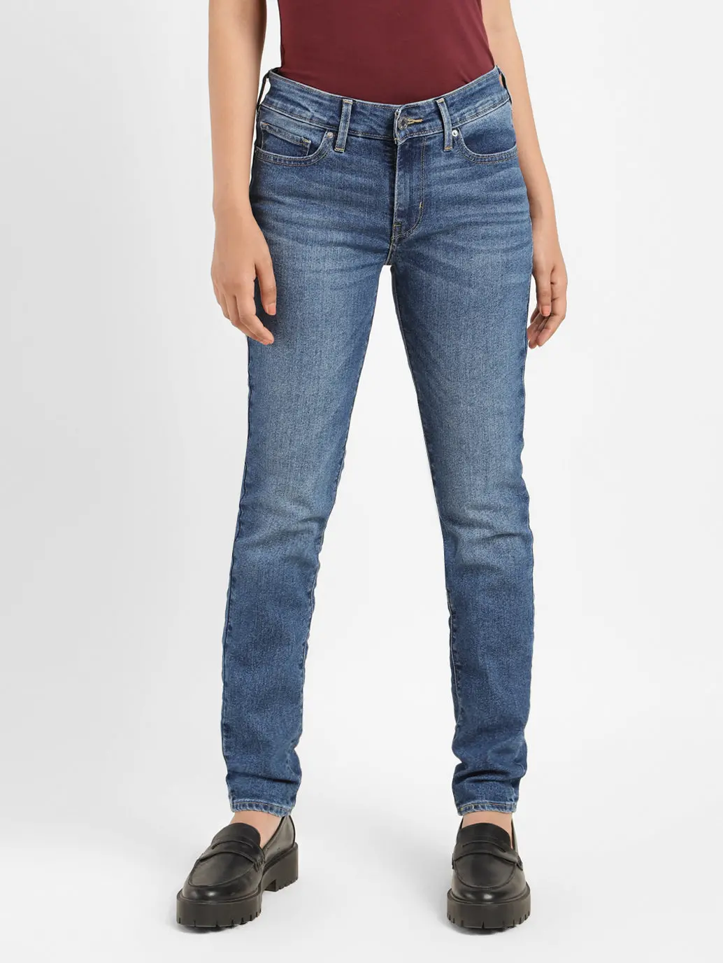 Women's 711 Blue Skinny Fit Mid Rise Jeans 1