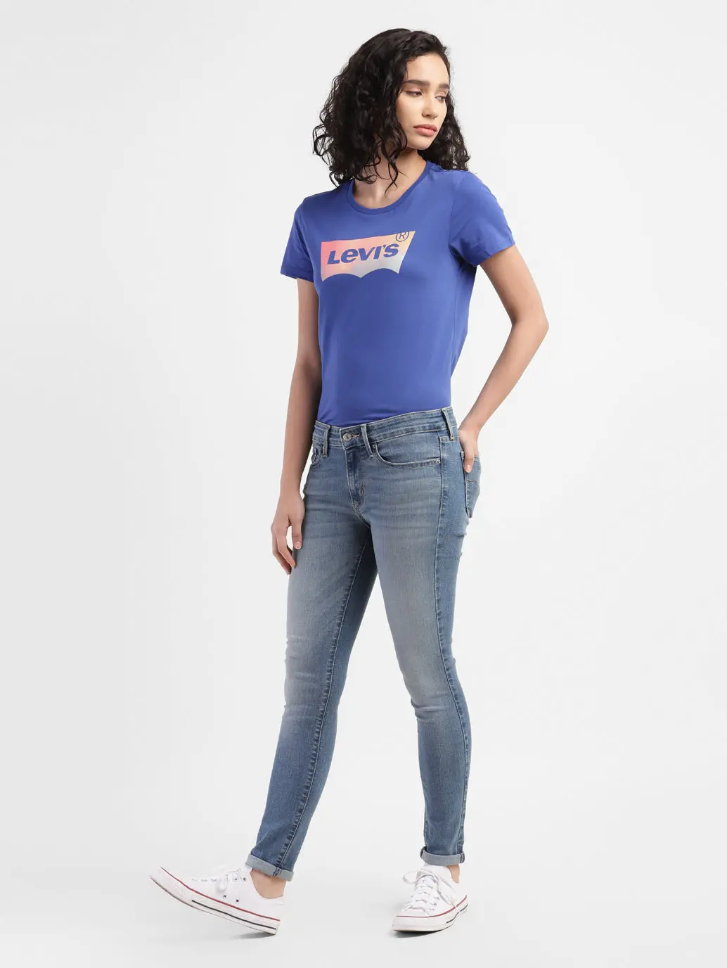 Women's 711 Blue Skinny Fit Mid Rise Jeans 1