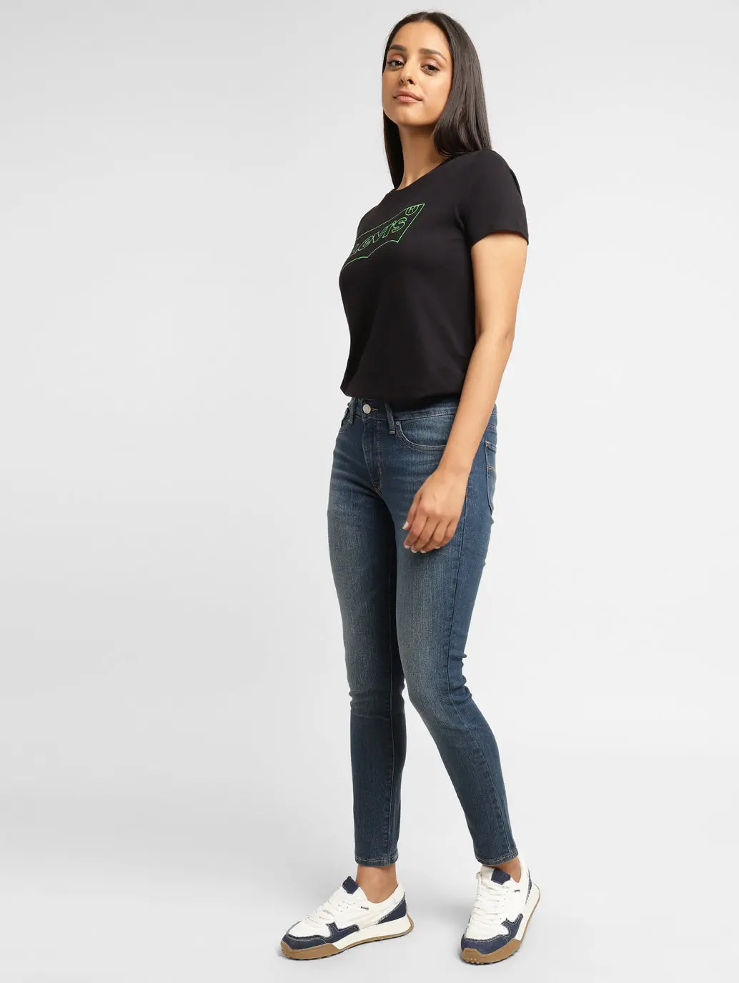 Women's 711 Blue Skinny Fit Mid Rise Jeans 1
