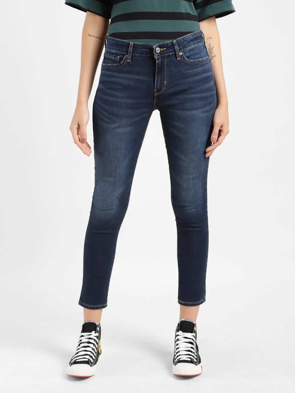 Women's 711 Blue Skinny Fit Mid Rise Jeans 1