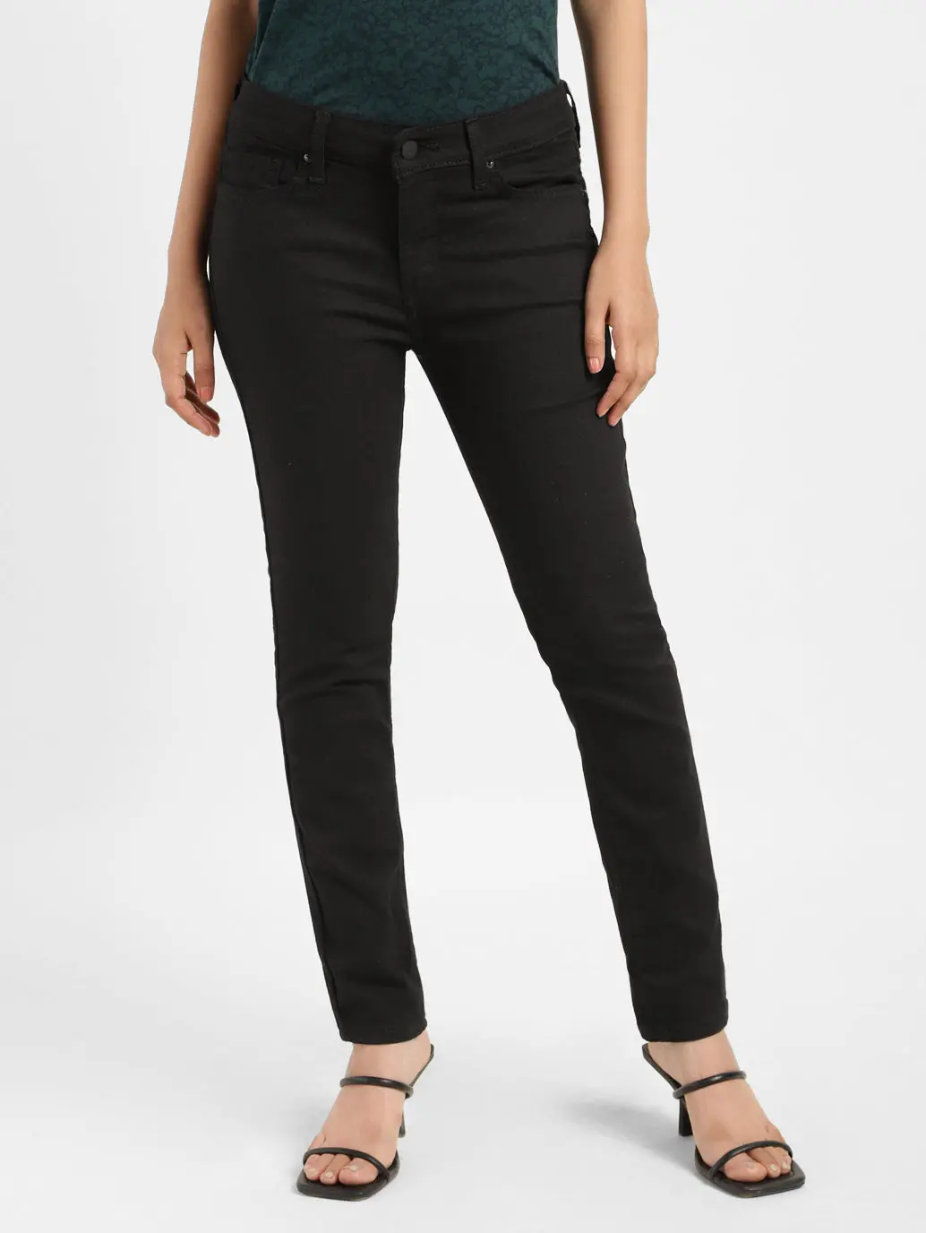 Women's 711 Black Skinny Fit Mid Rise Jeans 1