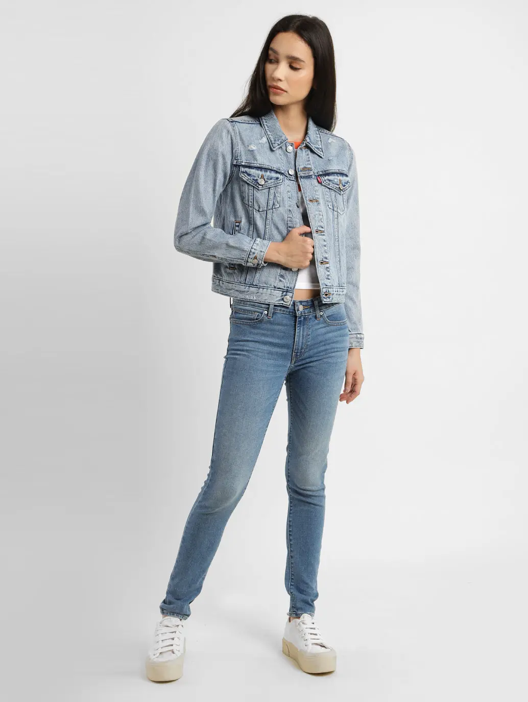 Women's 711 Blue Skinny Fit Mid Rise Jeans 2