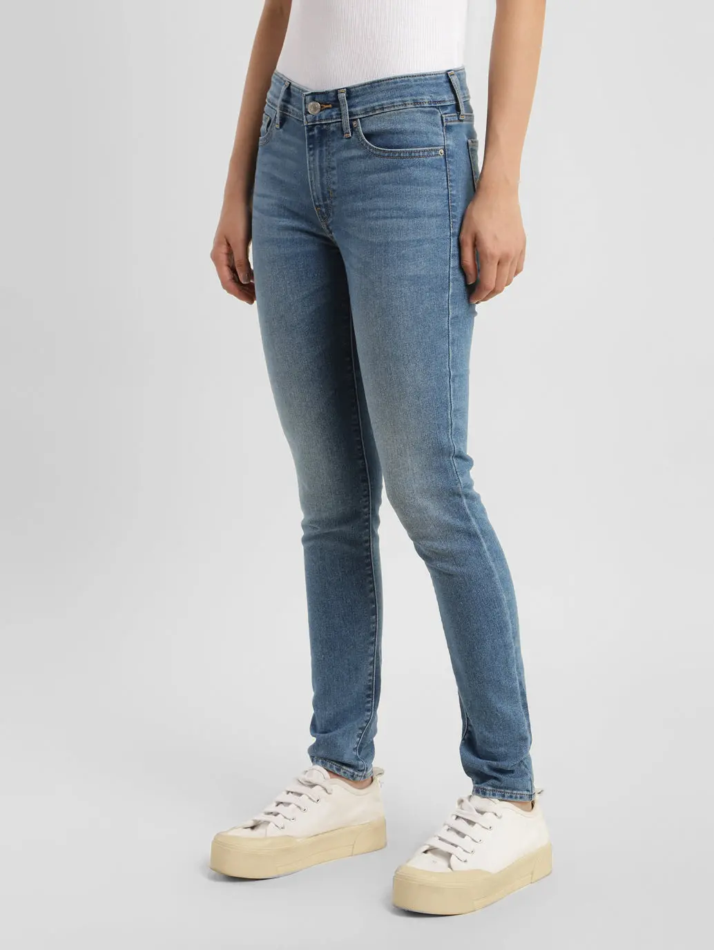 Women's 711 Blue Skinny Fit Mid Rise Jeans 4