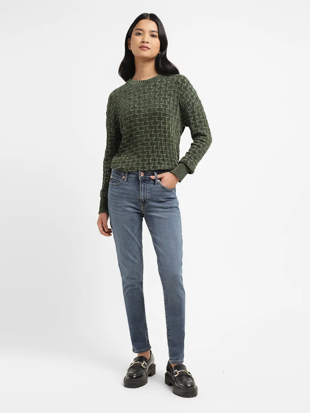 Women's 711 Blue Skinny Fit Mid Rise Jeans 1