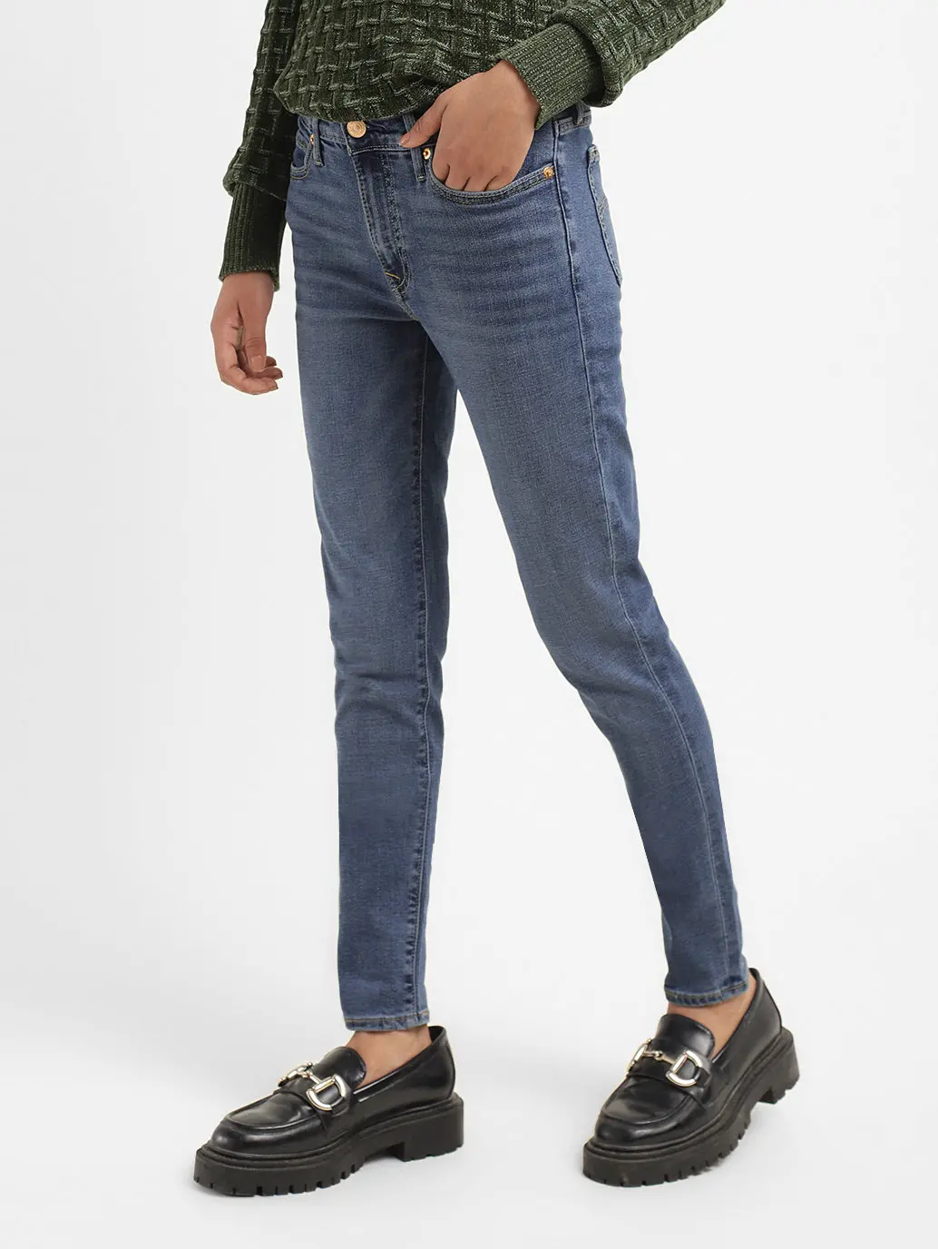 Women's 711 Blue Skinny Fit Mid Rise Jeans 4