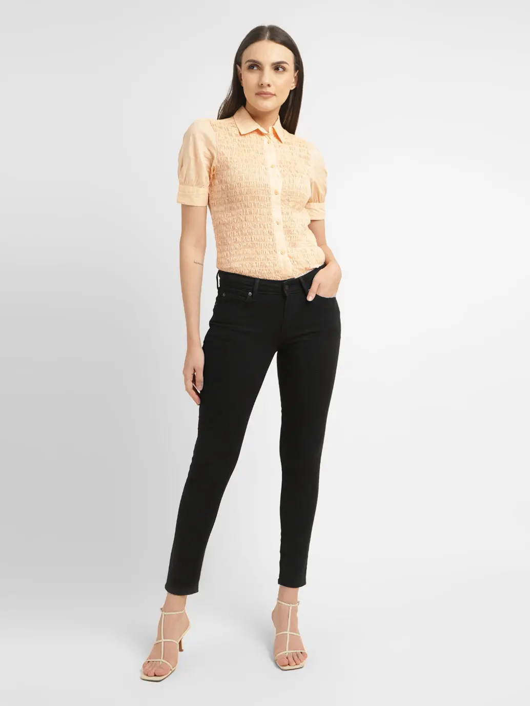 Women's 711 Black Skinny Fit Mid Rise Jeans 1