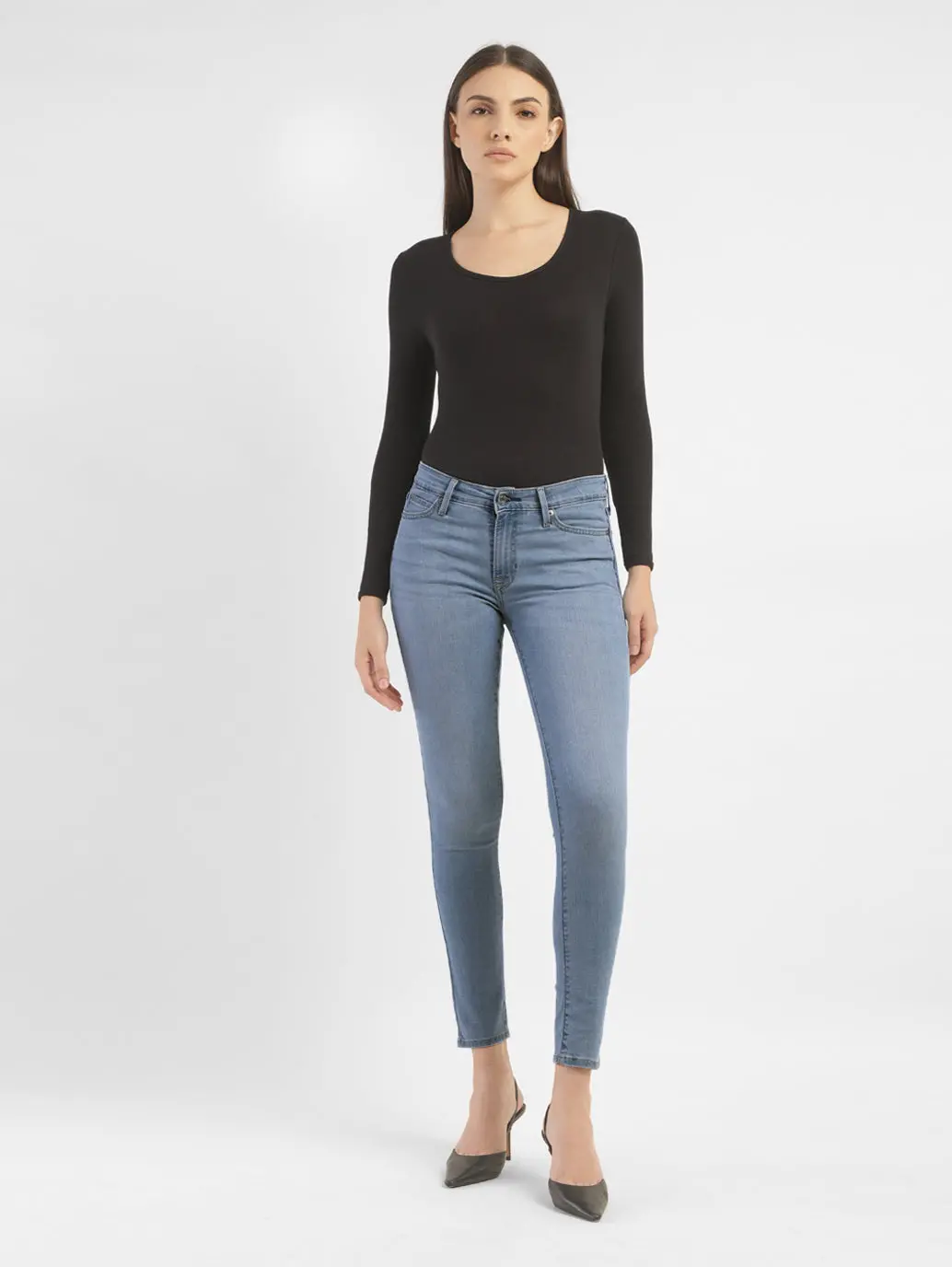 Women's 711 Blue Skinny Fit Mid Rise Jeans 1
